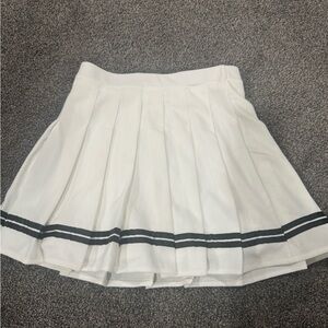 White Pleated Skort with Black Stripes